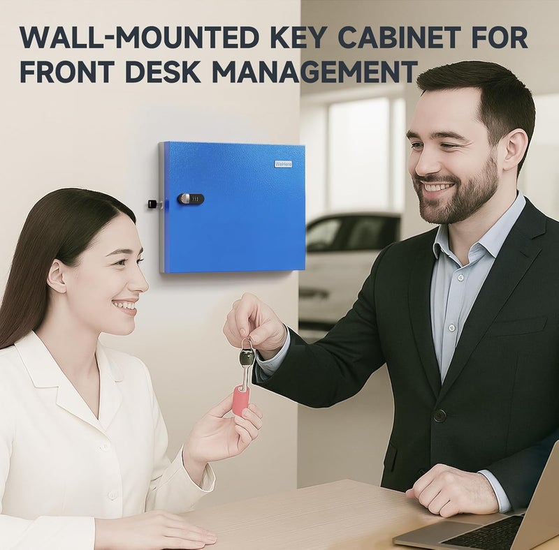 WeHere 48 Key Lock Box Wall Mount use Combination/Key Unlock, Key Cabinet with Key Label, App Key Directory ERP, Key Safe Security Storage Lockbox for Valets, Hotels, Car, House Keys - Image 4